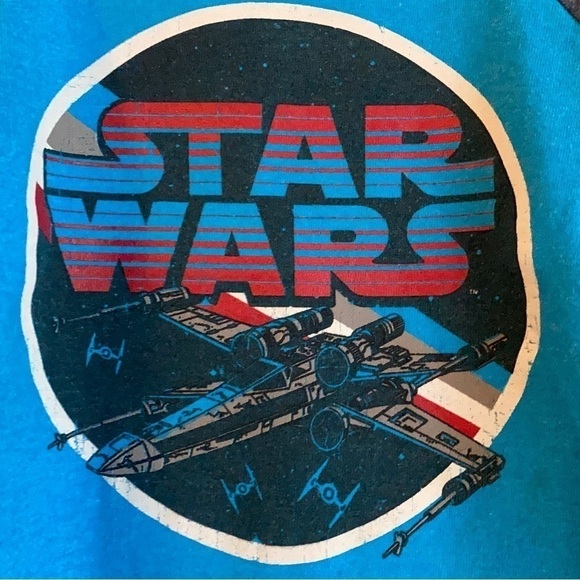 STAR Wars Baby Boy's Long Sleeve Blue Raglan X-Wing T-Shirt Size 12 Months - Picture 2 of 6